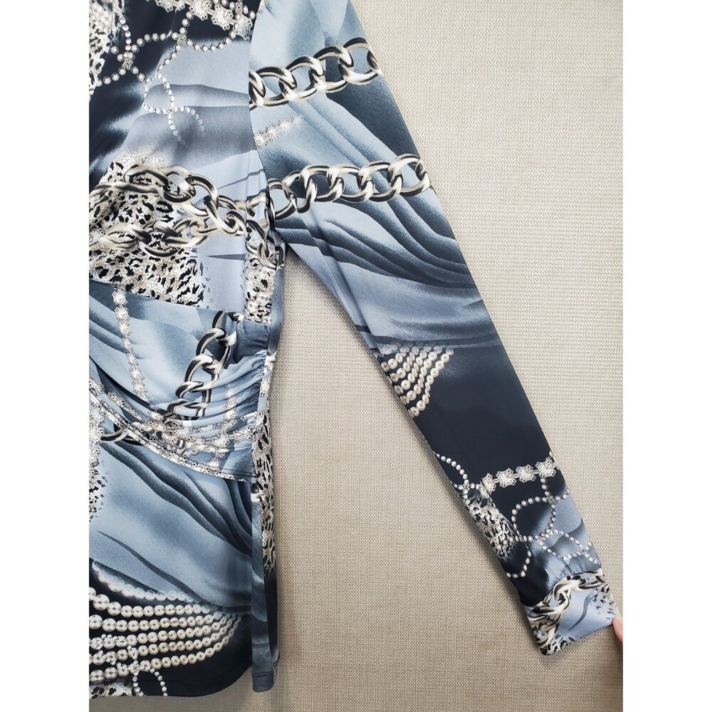 Cache Animal Chain Print Twist Front Long Sleeve … - image 2